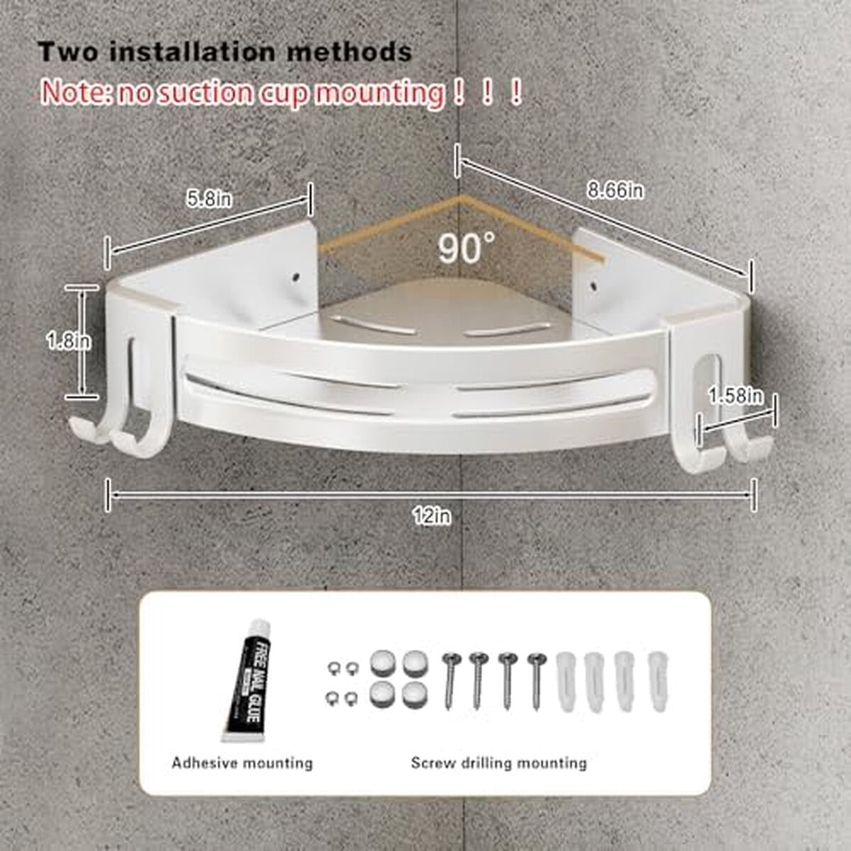 Repisa Esquinera Baño Volpone Aluminio 3 Niveles 30cm Ganchos