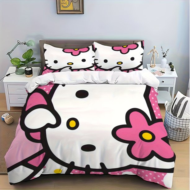 Charming Hello Kitty Sanrio Cartoon bedding Featuring a Trendy Print Ideal for All Seasons Available in Single