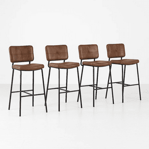 Klik Muebles - Pack De 4 Taburetes Altos Bronx Café Vintage Con Patas Metálicas Negras