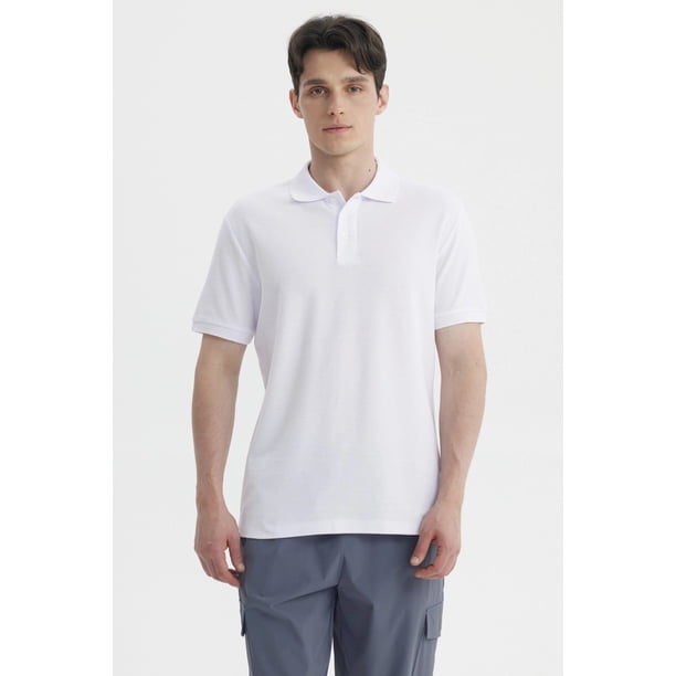 Polera Hombre Pique Hombre Juvenil Blanco
