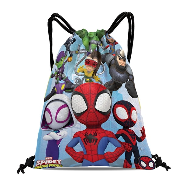 Spidey y sus Sorprendentes Amigos Mochila de Cuerdas para Deportes y Gimnasio, Bolsa de Cuerdas Resistente al Agua, Bolsa Cinch, 30×40cm