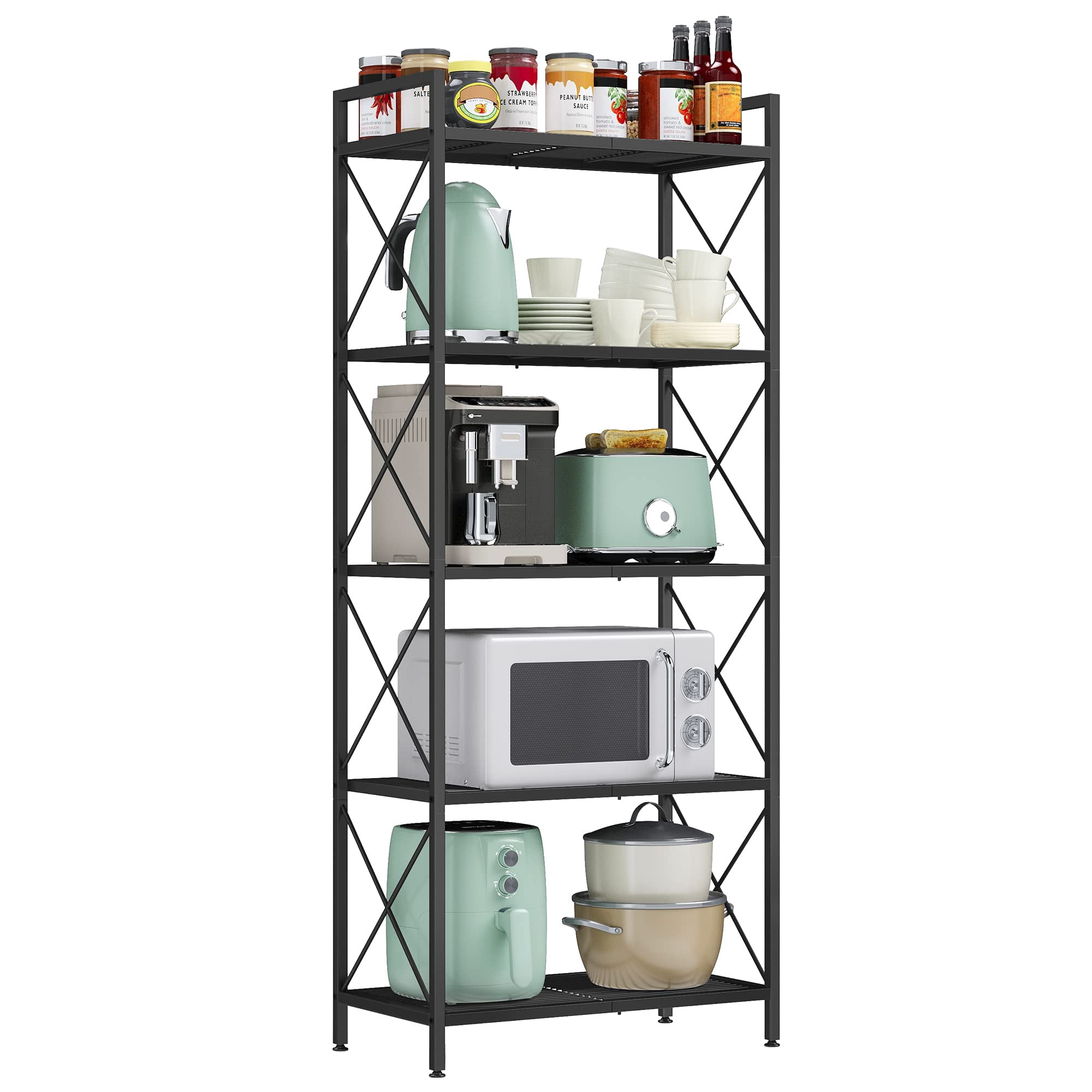Estante De Almacenamiento Songmics De Metal De 5 Niveles Con Malla Densa De 32 X 60 X 145,5 Cm