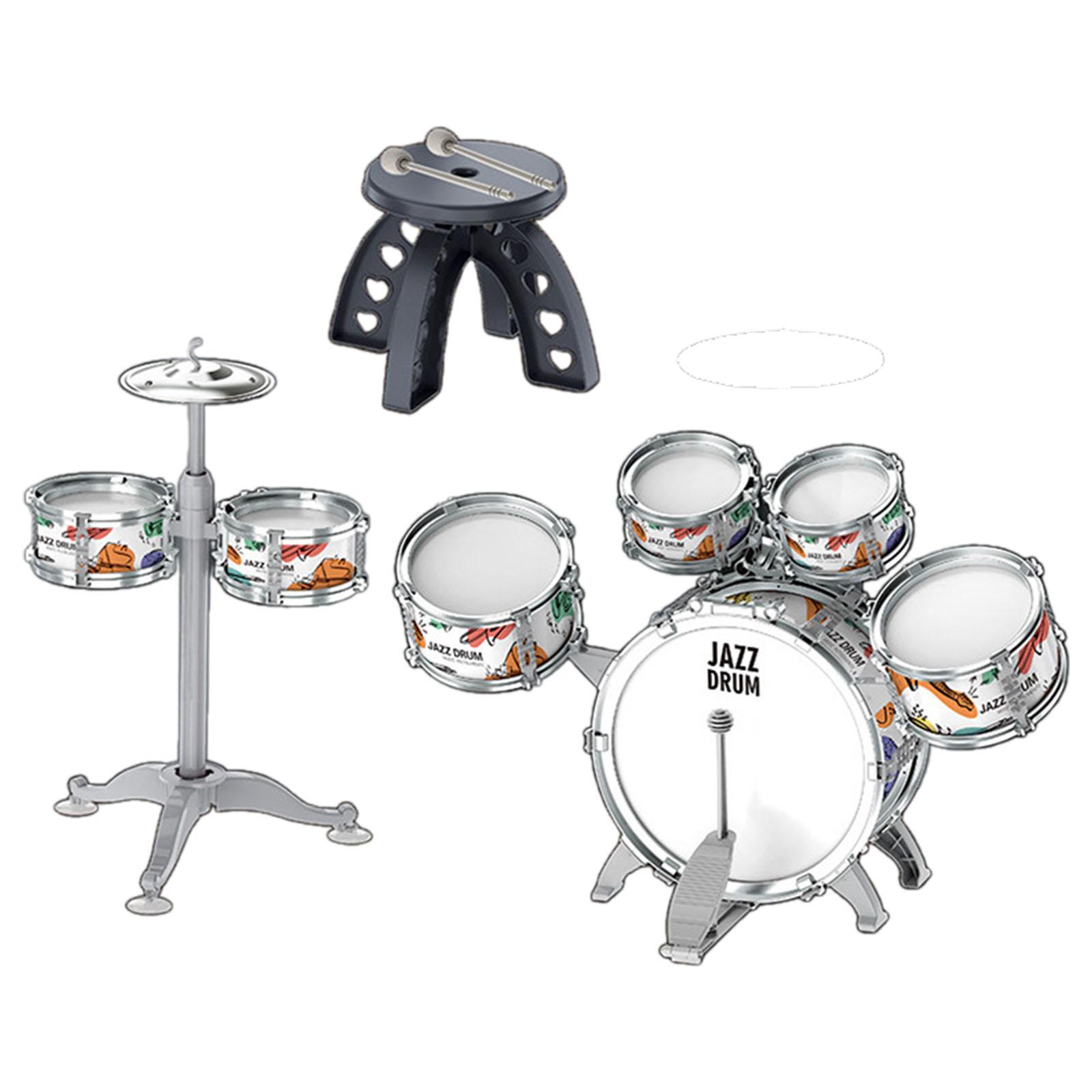 Magideal - Juego De Batería Para Niños Principiantes, Juguete De Desarrollo, Juguete Sensorial Educativo Con Taburete Para Niños Y Niñas, Guardería, Concierto , Estilo B