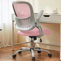 Silla De Escritorio Para Ordenador De Oficina Sweetcrispy, Ergonómica, Con Respaldo Medio, Rosa