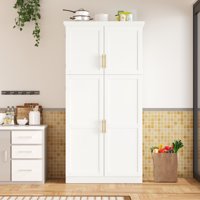 M&Ms - [Assembly Video Provided] Topmax 35.5X17.6X70.9Inch Freestanding Kitchen Pantry Cabinet, Tall Storage Cabinet With 4 Doors, 2 Door Shelves, 8 Pull-Out Trays And Adjustable Shelf For Dining Room, White