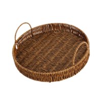 Magideal - Bandeja Tejida Para Servir Aperitivos, Cesta De Exhibición De Pastelería, Cesta Redonda Decorativa Para Comida, Cesta Para Servir Pan Para Desayuno De M