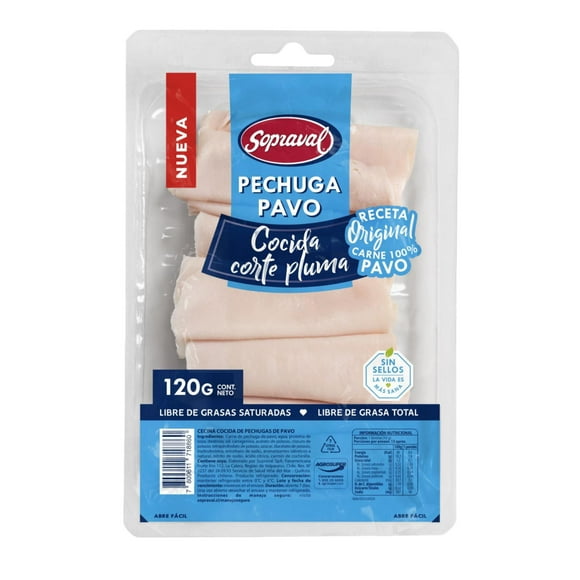 Jamón Pechuga de Pavo Cocida Corte Pluma, 120 g