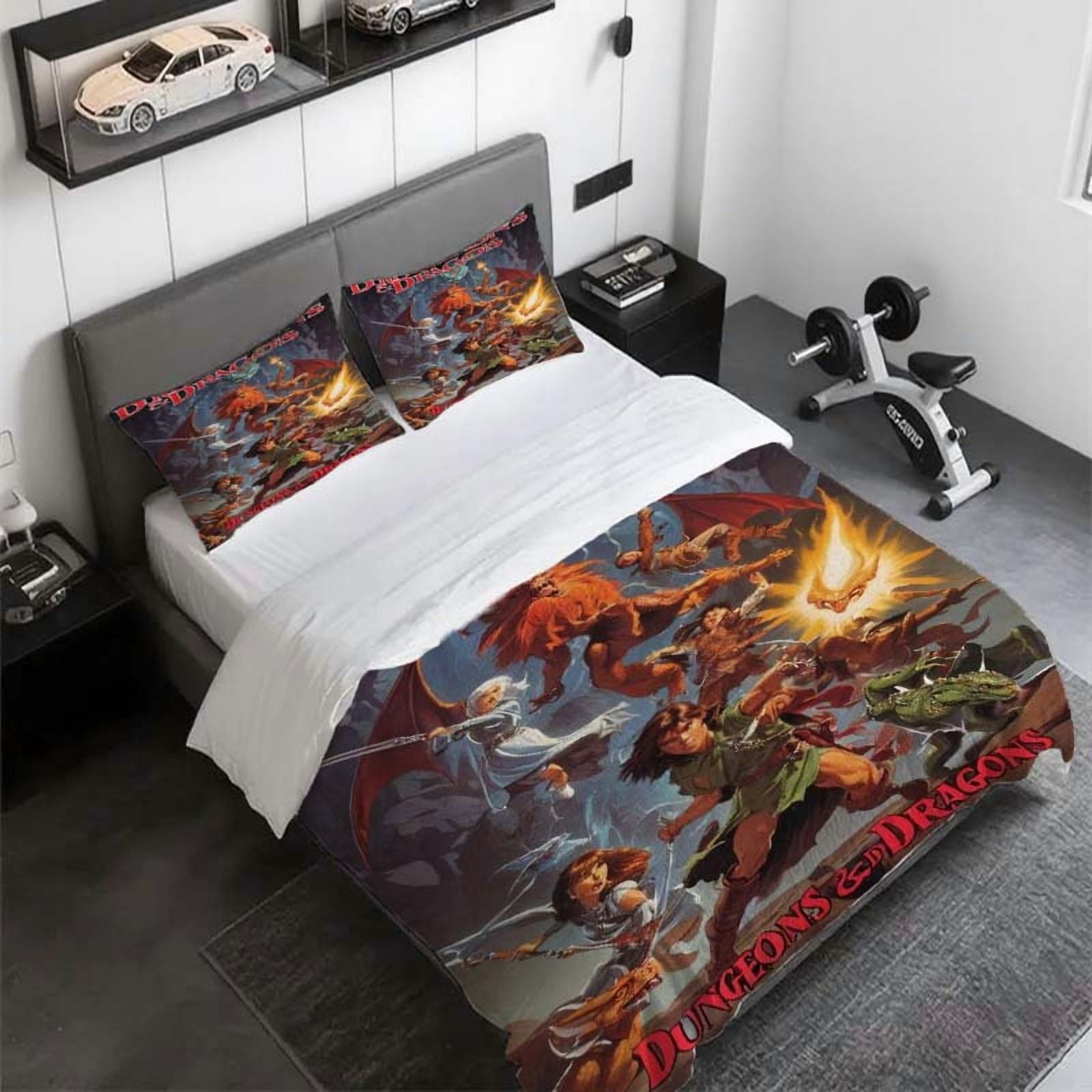 3pcs Dungeons & Dragons Fantasy Adventure Dragon Theme Bedding Set Duvet Cover and Pillowcases