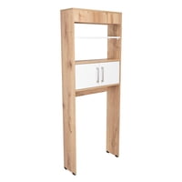 Fmfurniture - Estante Wc 2 Puertas 3 Repisa Fm-008C Café Claro Y Blanco
