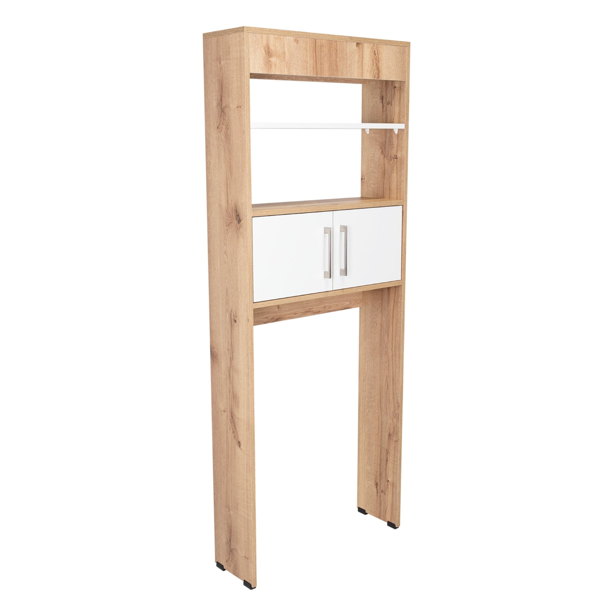 Fmfurniture - Estante Wc 2 Puertas 3 Repisa Fm-008c Café Claro Y Blanco