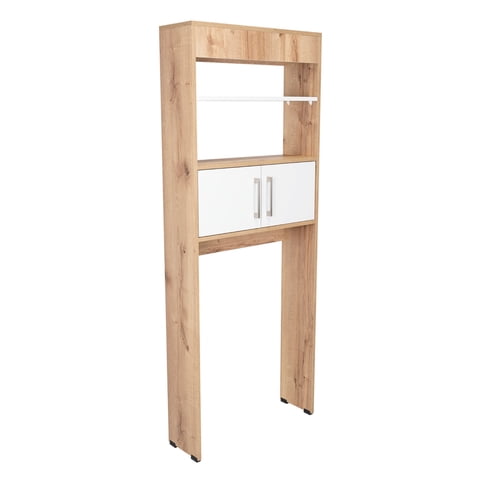 Fmfurniture - Estante Wc 2 Puertas 3 Repisa Fm-008C Café Claro Y Blanco