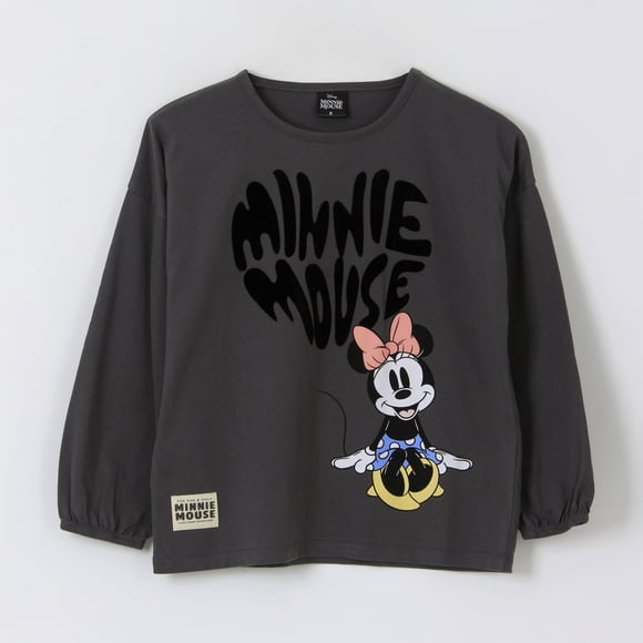 Polera Manga Larga Niña Minnie Mouse Gris Oscuro Disney