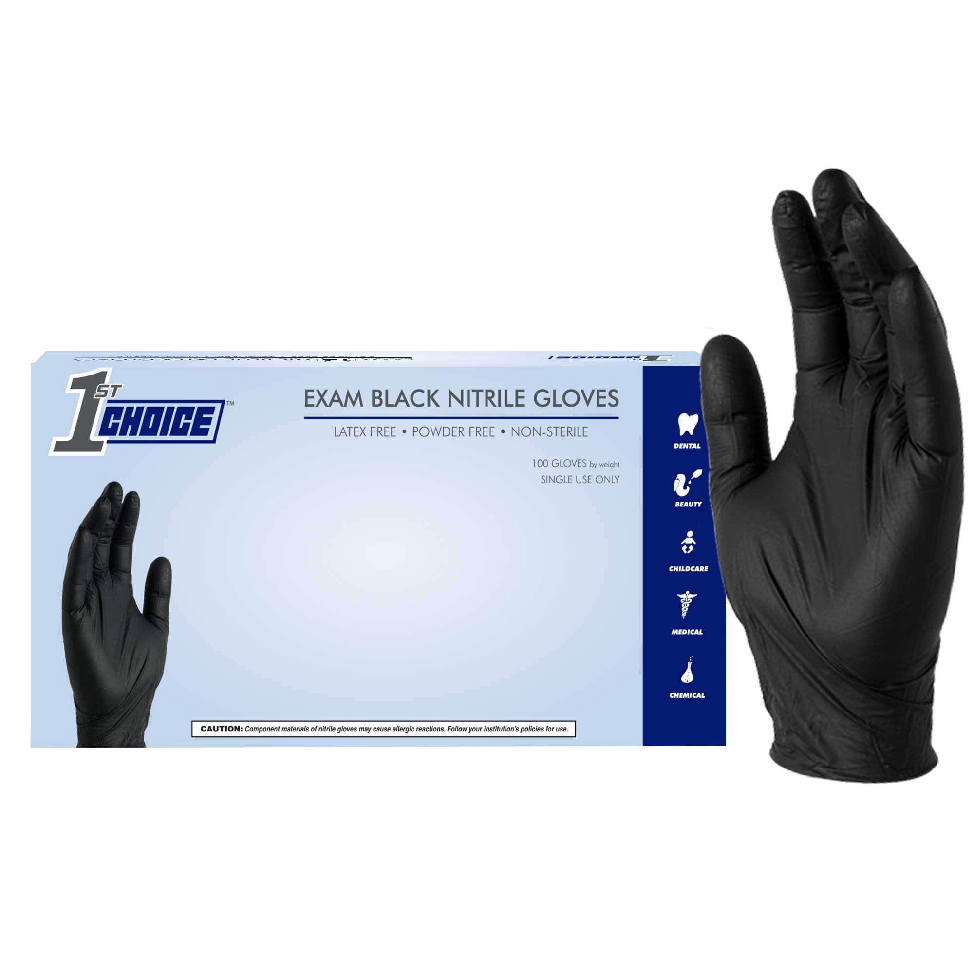 Guantes Desechables De Nitrilo 1st Choice Negros Grandes (100 Unidades)