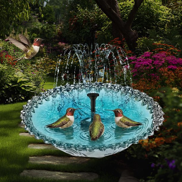 Baño pájaros solar colgante fuente doble aves silvestres colibríes