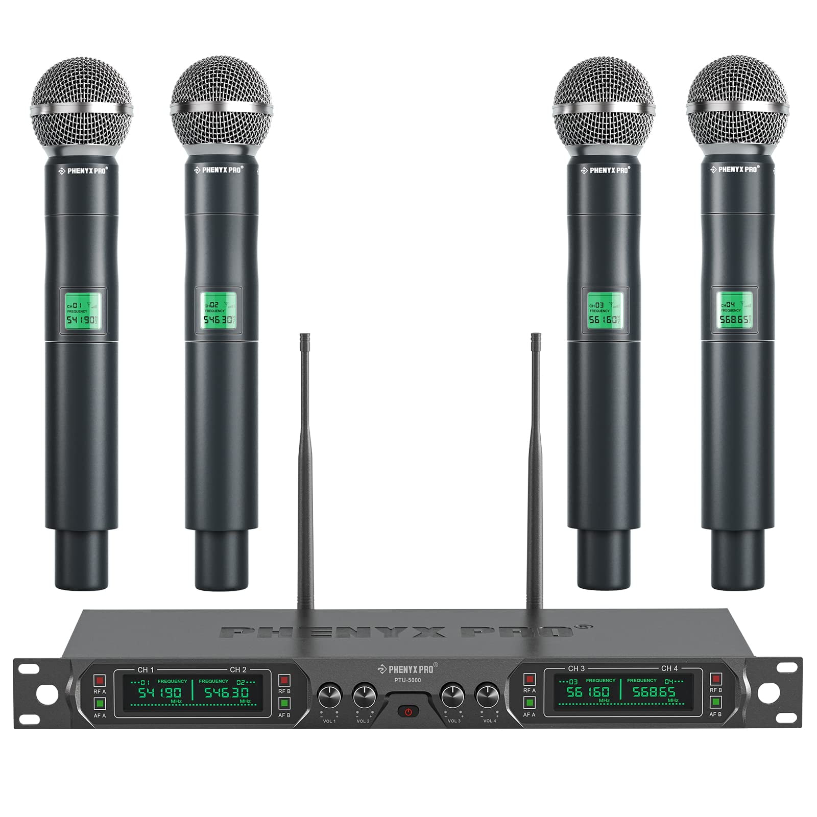 Sistema De Micrófono Inalámbrico Phenyx Pro Ptu-5000-4h 4 Canales Uhf