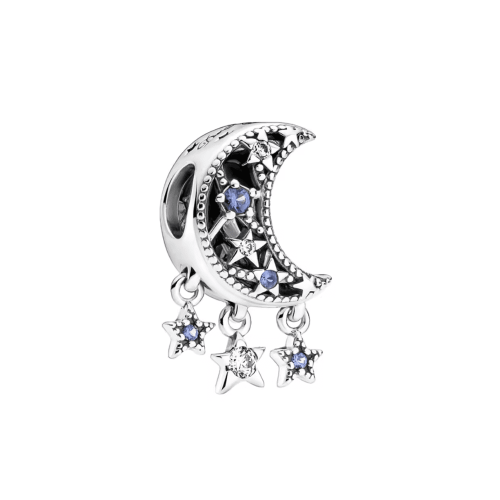 Fershop - Charms Plata Luna Y Estrellas Circones