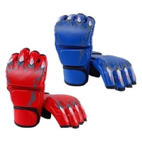 Magideal - 2 Pares De Guantes De Boxeo Y Kickboxing Para Hombres Y Mujeres, Profesionales, A Prueba De Golpes, De Cuero Sintético, Para Entrenamiento De Sparring Rojo Y Azul