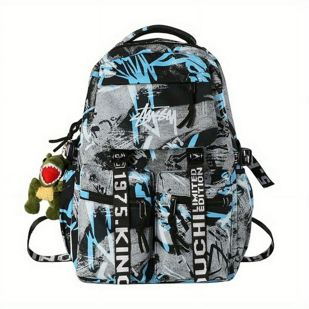 Get Trendy with our 1pc Large Capacity Street Graffiti Backpack - Perfect for Students and Casual Daypacks!