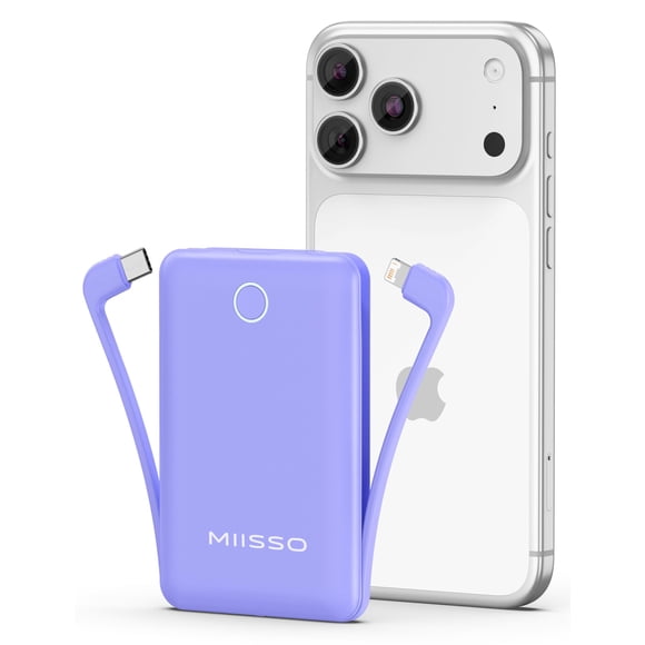 Power Bank miisso 10000 mAh con cable integrado - Morado