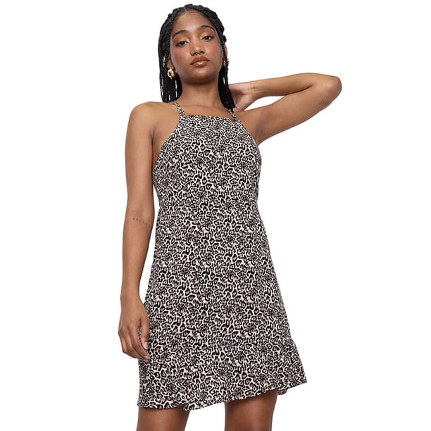 Vestido Mujer Halter Animal Print Corona
