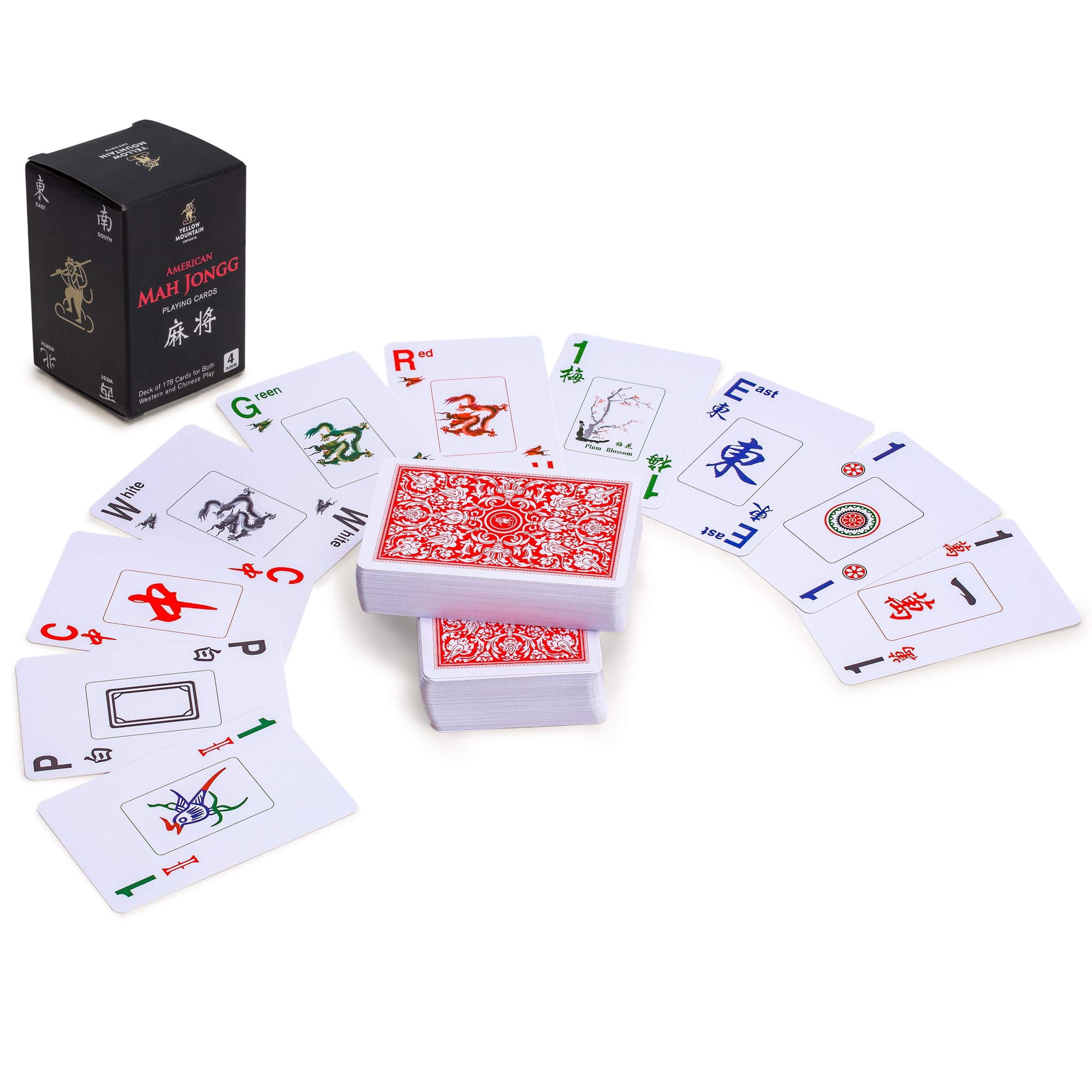 Yellow Mountain Imports - Juego De Cartas Mahjong Yellow Mountain American 178 Cartas