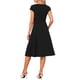 thumbnail image 3 of Vestido de Línea A INSPIRE CHIC para Mujeres con Cuello Barco, Manga Corta, Pliegues Vintage, Fiesta de Cóctel, Midi, S Negro, 3 of 6