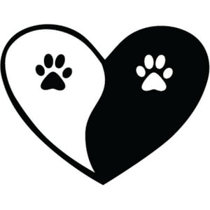 Rienda Libre - Sticker Paw Print And Heart Yin Yang Patita Auto Camioneta