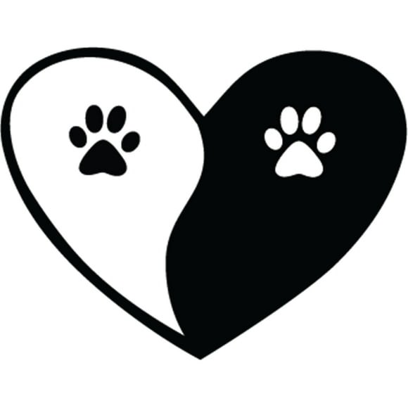 Sticker Paw Print And Heart Yin Yang Patita Auto Camioneta