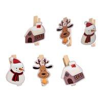 Bothyi - 6 Piezas Clips De Madera Navideños Clips Lindos Para Exhibición De Fotos Adornos Navideños