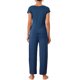 thumbnail image 3 of Conjunto de pijama de manga corta para mujer, ropa de descanso para el hogar, para noches cómodas, talla S, azul oscuro, 3 of 5