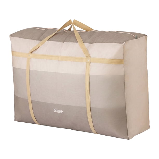 Bolsa de almacenamiento no tejida, bolsa de lona extra grande de 200L con correa fija de remache para embalaje de mudanza de ropa de cama marrón 29.5x19.7x10.6 pulgadas