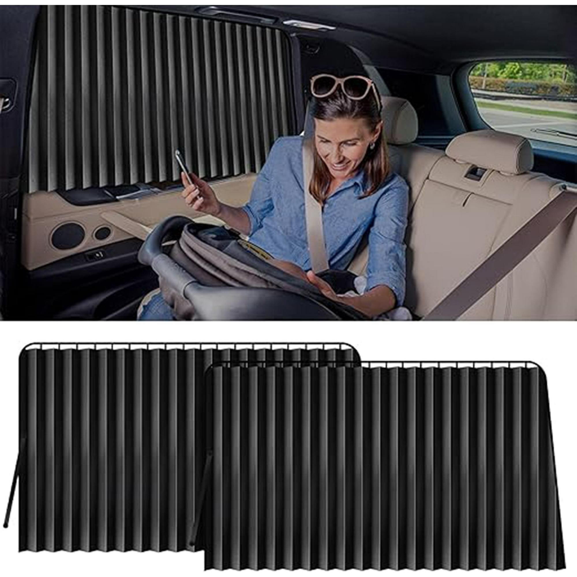 Veat00l - Parasol Magnético Para Las Ventanillas Del Coche, Protección Uv, 10 Potentes Imanes, Privacidad Durante La Lactancia, La Siesta, El Camping, Juego De 2 Piezas Para La Ventanilla Trasera