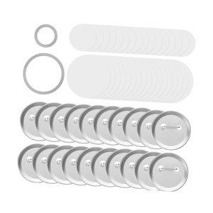 Magideal - 200 Juegos De Suministros Para Hacer Botones, Piezas De Insignias En , Redondas, De Metal, Para Principiantes, Broches De Bricolaje Para Máquina