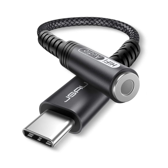 Adaptador USB C a conector hembra para auriculares de 3,5 mm JSAUX - negro