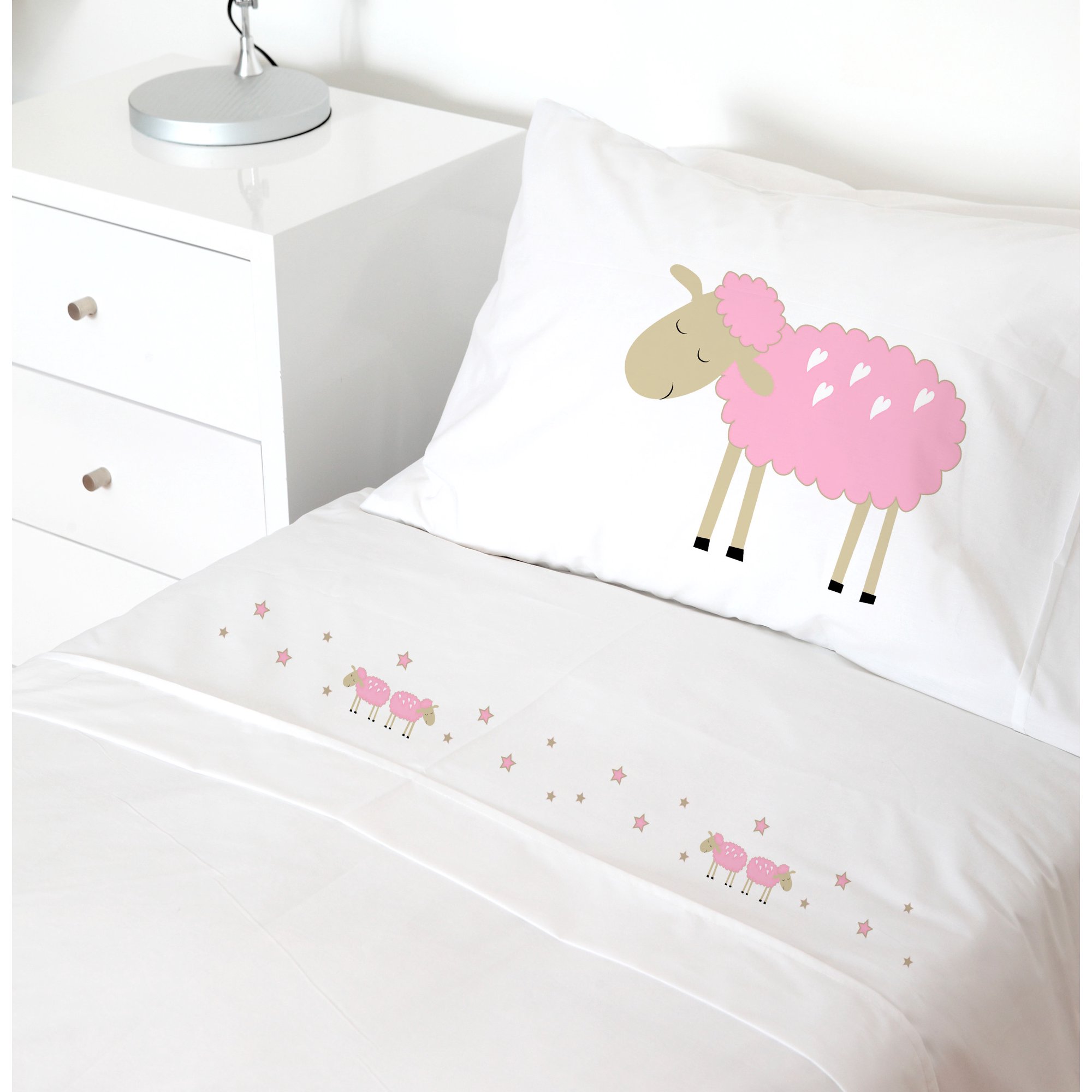 Tuyo Print - Juego De Sábanas 1,5 Pl Oveja Rosada