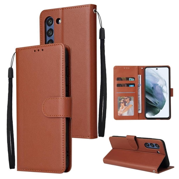 Funda Cartera para Samsung Galaxy S21 con Tarjetero, Soporte y Cordón - Protección Marrón