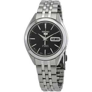 Reloj Seiko 5 Snkl23J1 Para Hombre, Esfera Negra, Correa De Acero Inoxidable