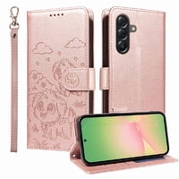 Funda Billetera Foxdock Compatible Con Samsung Galaxy A56 5G, Diseño Perrito Tierno, Ranuras Para Tarjetas Y Soporte Plegable