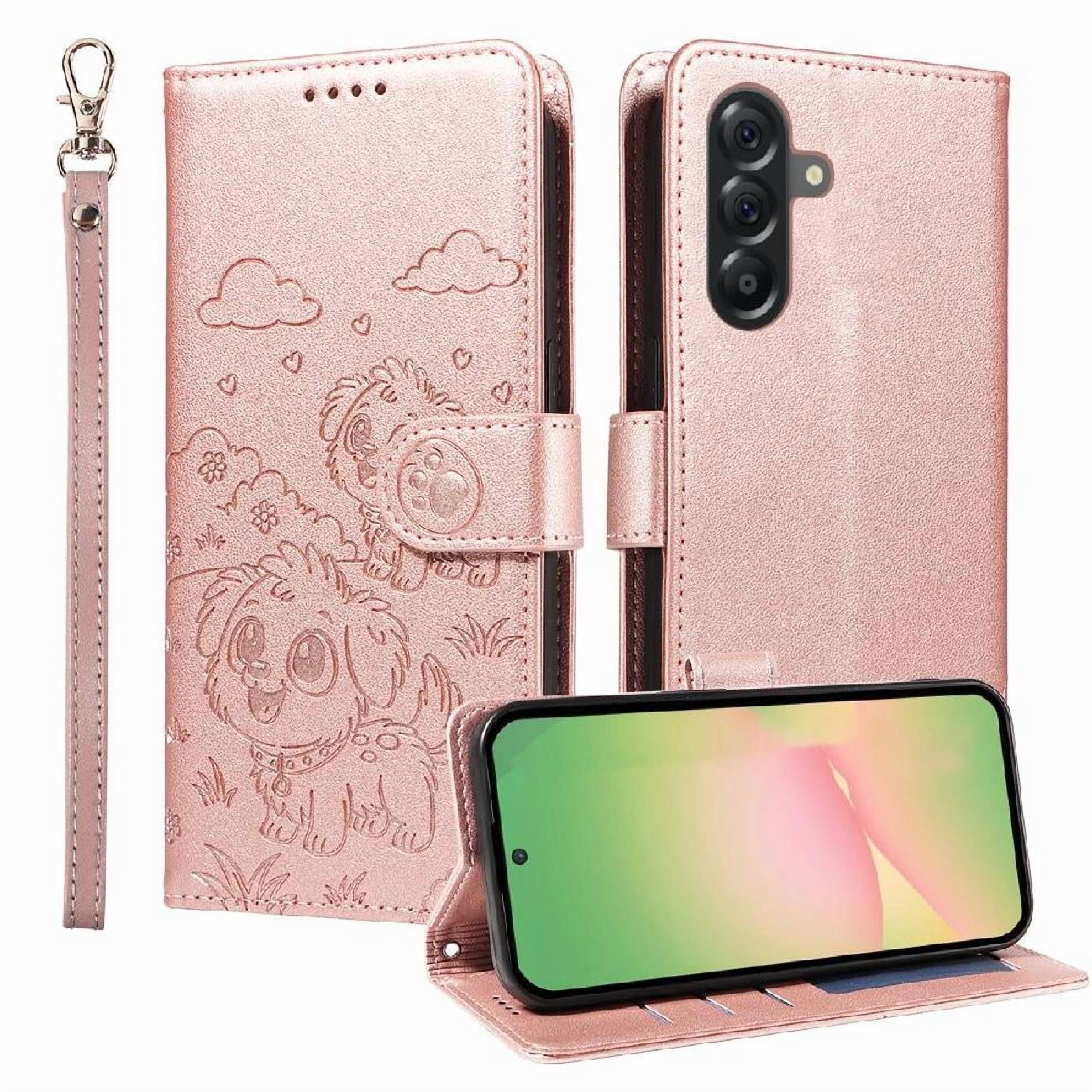 Funda Billetera Foxdock Compatible Con Samsung Galaxy A56 5g, Diseño Perrito Tierno, Ranuras Para Tarjetas Y Soporte Plegable
