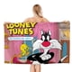 thumbnail image 1 of Silvestre y Piolín Toalla de playa de secado rápido con diseño temático, regalo para mujeres y niñas, ideal para cumpleaños, fans, amantes de la música, uso en la playa o al aire libre, 78 × 180 cm, 1 of 6