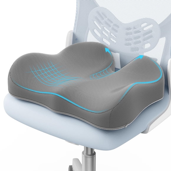 Cojín de asiento A-Pce de espuma viscoelástica ergonómico para alivio del dolor, gris