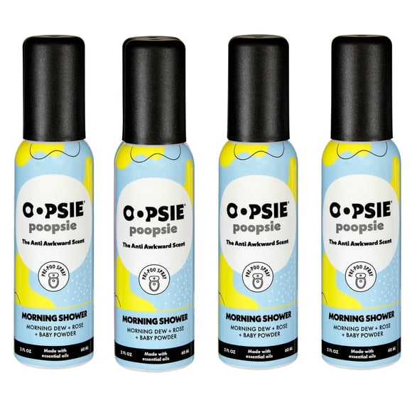 Spray de baño Pre Poo OOPSIE POOPSIE Morning Shower, 60 ml, paquete de 4
