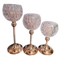 Oem - Pack 3 Porta Vela Candelabro Decorativo Elegante Diseño Copa