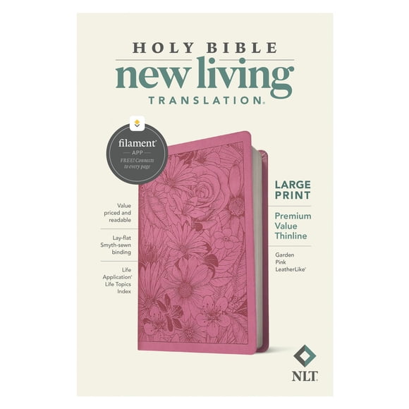 Biblia Tyndale NLT de letra grande, edición premium delgada, rosa