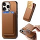 thumbnail image 1 of Funda de Cuero Magnética con Tarjetero para iPhone 15 Pro Cubierta Delgada Marrón, 1 of 5