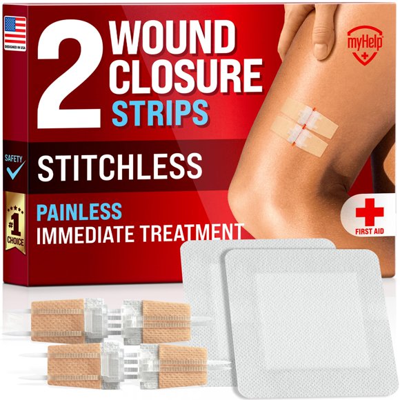 Tiras para cerrar heridas MyHelp Emergency, vendajes con forma de mariposa, paquete de 2