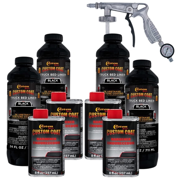 Forro para cama de camión personalizado, color negro, 3,78 L, con kit de pistola pulverizadora