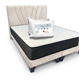 thumbnail image 1 of Cama Dos Plazas con Colchon + Pack de Almohadas Tapizado en Felpa Blanco, 1 of 6