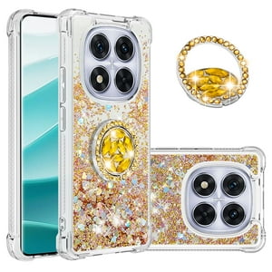 Foxdock Funda Glitter Líquida Para Xiaomi Redmi Note 14 Pro Plus 5G Con Anillo Brillante, Tpu Antichoques Y Esquinas Reforzadas, Soporte
