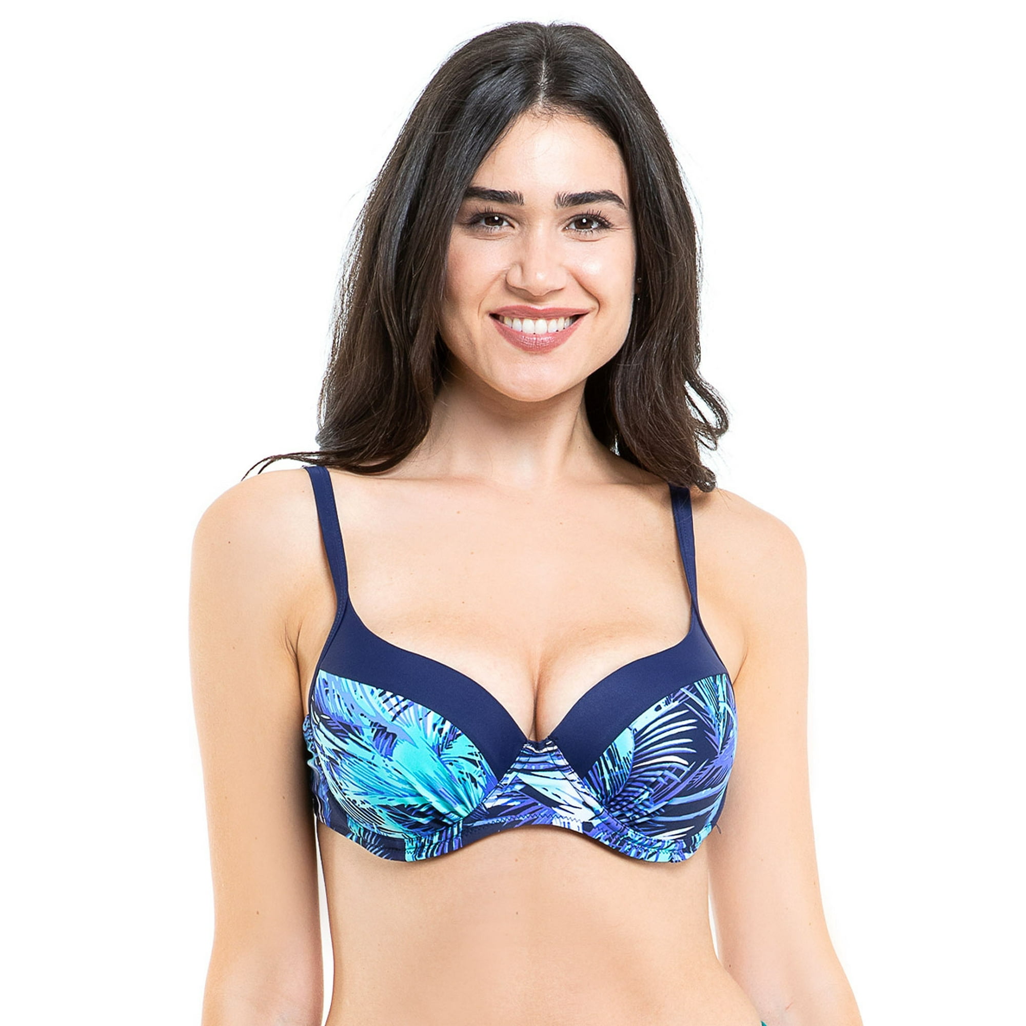 Samia - Bikini Estilo Sostén Copa C-d Estampado Azul 48